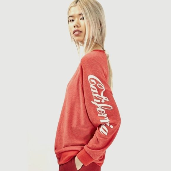 UO PST So Soft Californi Sweatshirt Red Size Small - Picture 1 of 13